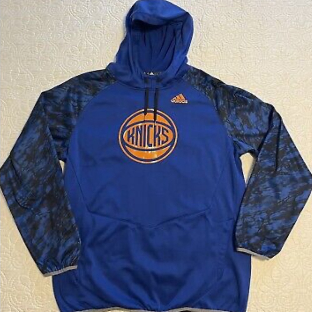BRAND NEW Adidas New York Knicks Hoodie Royal Blue Camo Sleeves Men XL